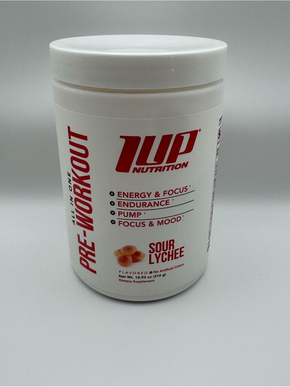 1UP Nutrition Pre-Workout Sour Lychee 95% Remains